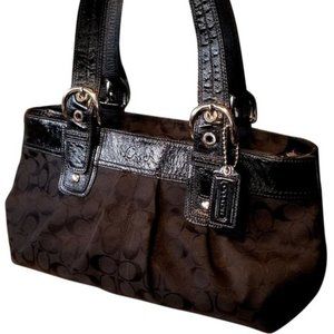 Coach Soho  Signature C Black Canvas Satchel
